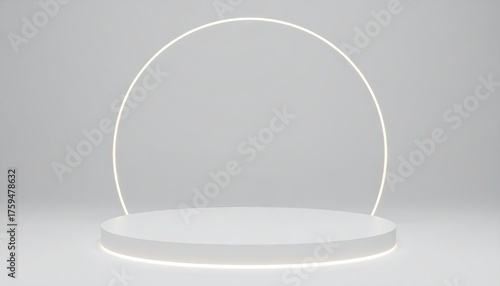 Minimalist White Podium with Soft Halo Lighting