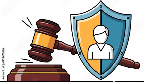 Conceptual illustration depicting legal protection and justice, symbolizing the defense of individual rights and security through the judicial system