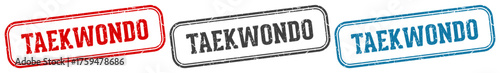 taekwondo stamp. taekwondo rectangular stamp set isolated on white background