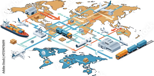 Global Trade Network Illustrative Depiction of International Supply Chain Logistics