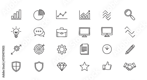 Business and finance doodle sketch icon set in vector illustration