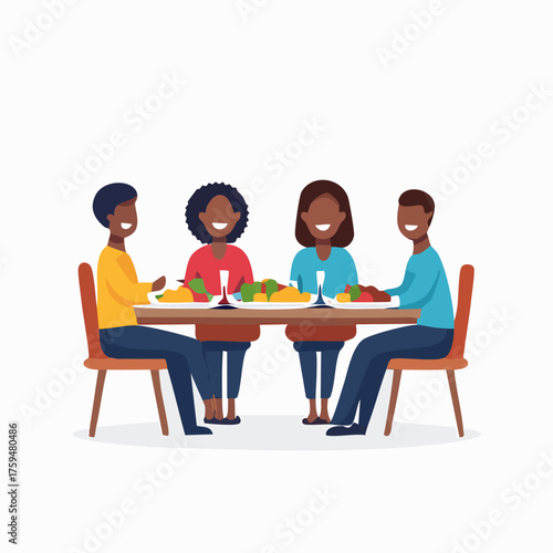 Family enjoying a meal together at the dining table.