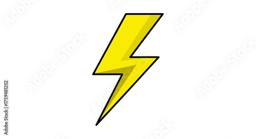 Vivid yellow lightning bolt illustration with bold outlines for digital design projects