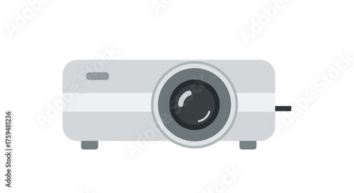 Flat vector projector illustration for presentations and home entertainment use modern tool