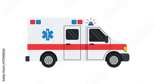 Simplified ambulance illustration ready for emergency medical service or healthcare use
