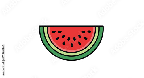 Fresh watermelon slice icon with vibrant colors against a pristine white background design