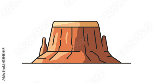 Minimalist illustration of a mesa formation against a white background enhancing aesthetic appeal