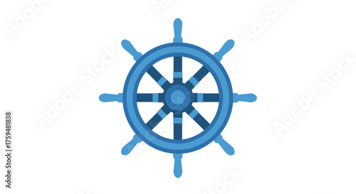 Stylish blue ship wheel illustration evoking nautical themes and maritime adventures on the sea