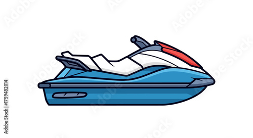Vivid cartoon jet ski illustration showcasing summer adventure and leisure recreation vehicle