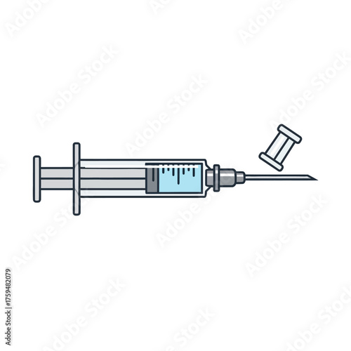 Medical injection with transparent liquid and protective cap for treatment and prevention