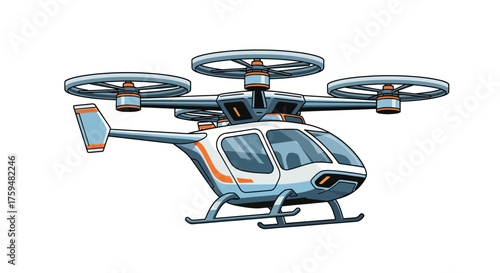 Conceptual air taxi illustration showcasing a four-rotor design for futuristic transportation