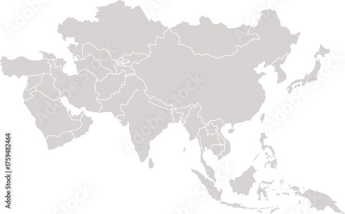 Asia map simple flat vector illustration for infographic design