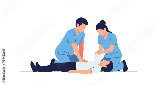 Teamwork in healthcare: medical professionals providing life-saving assistance through CPR to a