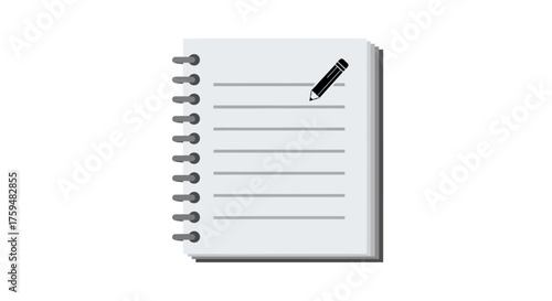 Simple blank spiral notebook with lines and pencil, for notes and planning purposes ready for any