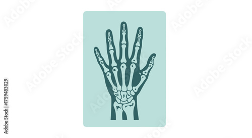 Elegant stylized depiction of a human hand skeleton on a pastel background illustration
