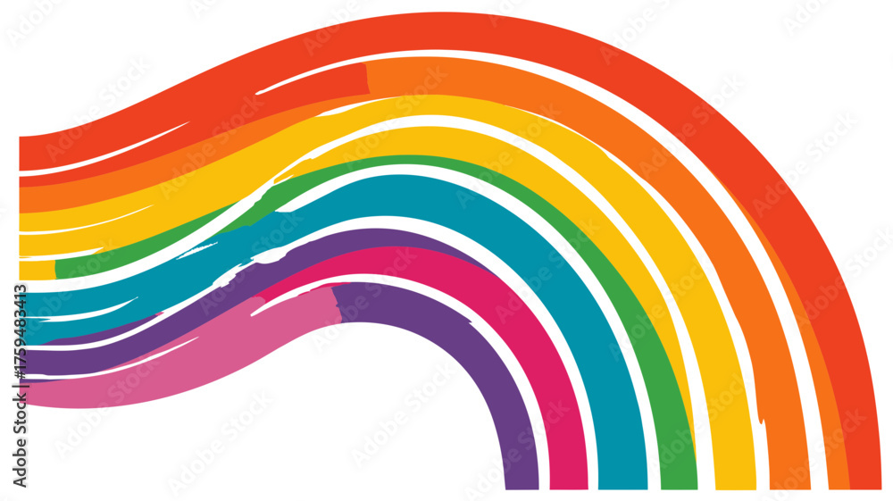 Fototapeta premium Vibrant abstract rainbow illustration with curved colorful lines, a modern graphic design element on a white background
