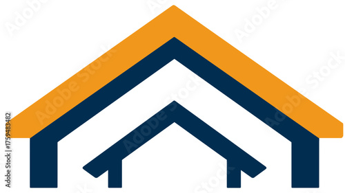 Modern abstract graphic of nested house roofs, representing home, shelter, real estate, growth, and security concept.