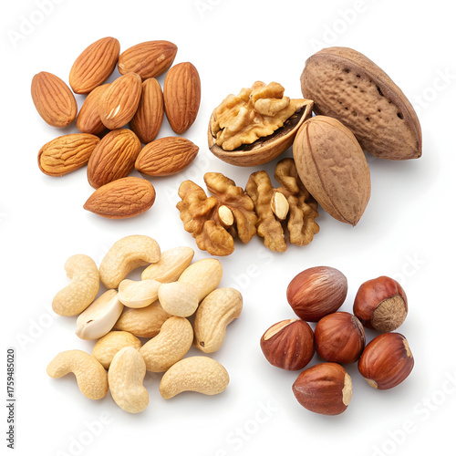 group of nuts isolated on white