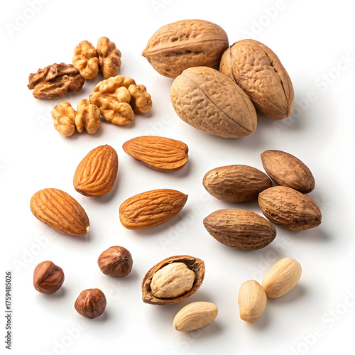 group of nuts isolated on white