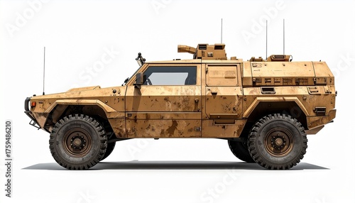 Desert Armored 6x6 Combat Vehicle Studio Cutout white background 