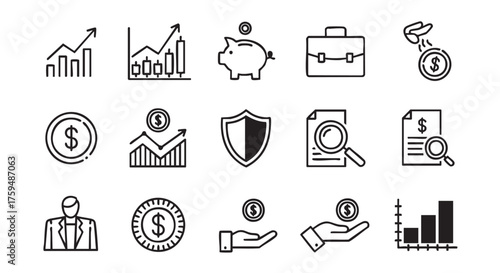Financial Growth and Investment Doodle Icons Business and Finance Conceptual Elements