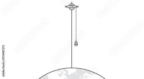 Tropical paradise illustration with palm trees and a sun within a circular frame evoking vacation