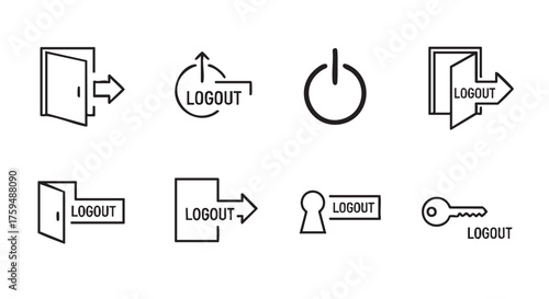 Logout icons vector illustration symbols representing logging out from application