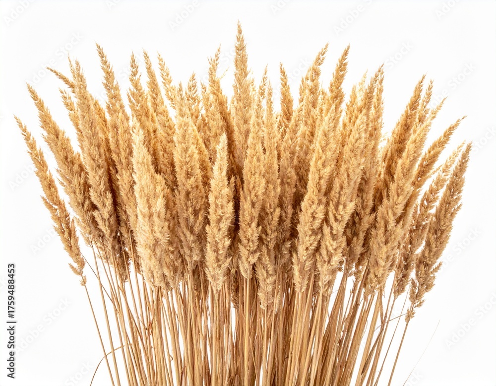 Fototapeta premium side view of a field of dry mature autumn spikelets of wheat, png file of isolated