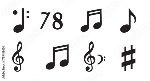 Musical notation with treble clef notes and tempo indication artistic representation