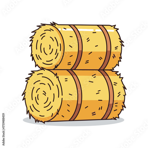 Golden Hay Bales Stacked Up: A Rustic Charm Depiction of Agricultural Harvest and Rural Simplicity