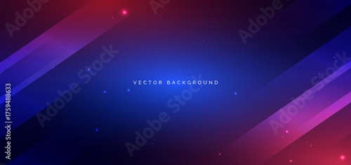 Abstrct geometric diagonal overay on blue and red background with copy space for text.