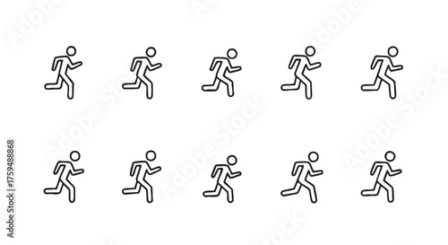 Running Man Icons Black and White Seamless Pattern Background Design