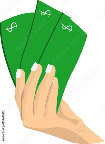 Illustration of Hand Holding Dollar Money