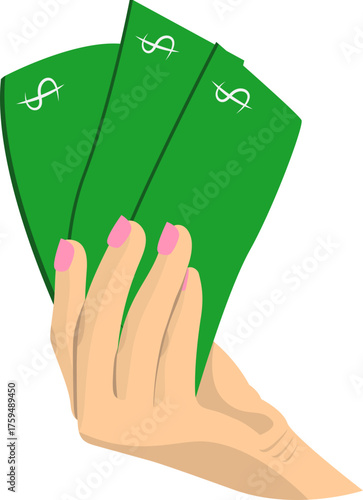 Illustration of Hand Holding Dollar Money