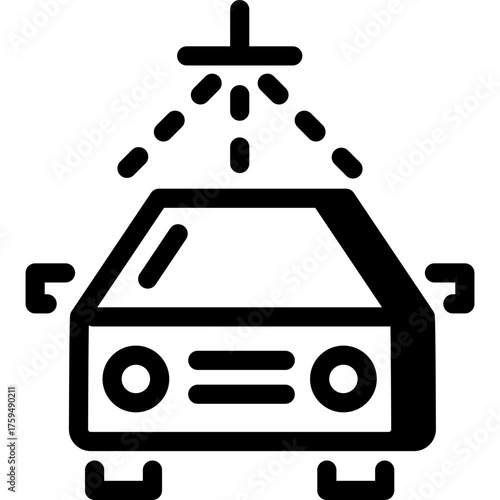 Clean car with shine icon. Vector outline for detailing, wash, and polishing service