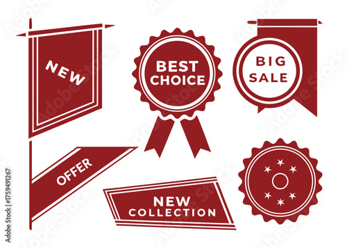 Red Sale And Promotion Badges Including New Best Choice Big Sale Offer Collection label