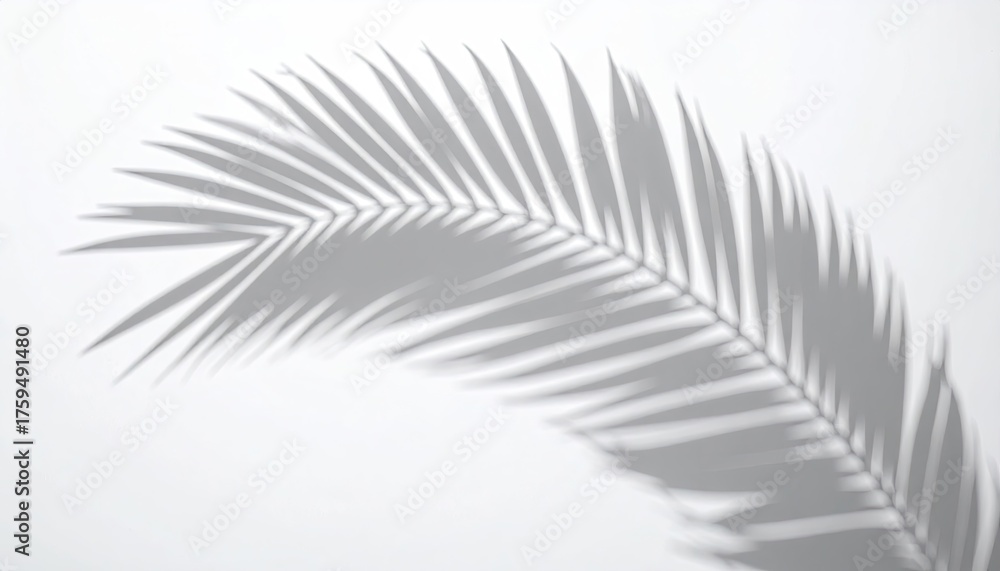 Fototapeta premium Palm Frond Shadow on White Background