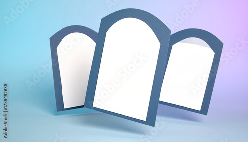 Three Blank Rounded Pricing Cards Floating on Pastel Background