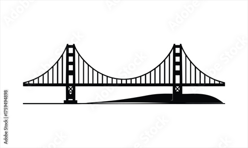 Minimalist Golden Gate Bridge Illustration with Simple and Clean Design Style
