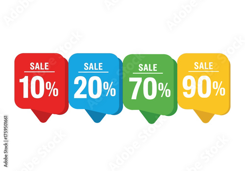 Four sale tags showing 10 20 70 and 90 discounts