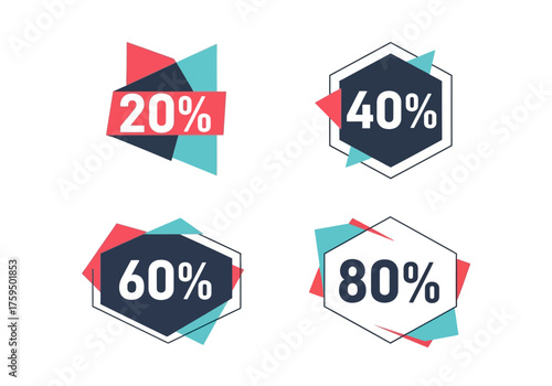 Graphic with four discount badges showing 20 40 60 and 80 off offers