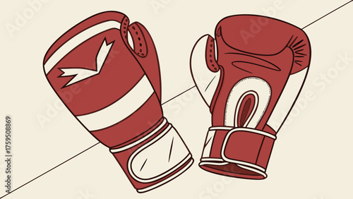 Vintage boxing gloves ready for a knockout match, exuding strength and classic boxing style, a symbol of determination and competitive spirit in sports
