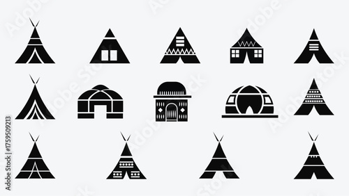 Native Tribe Homes and Teepees Silhouette Bundle