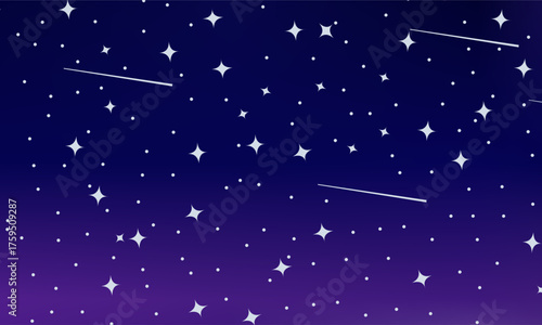 A starry night sky and a backdrop of shooting stars. The perfect cosmic and dreamlike background for wallpaper, posters, fabric prints, and digital designs.