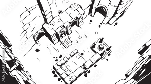 The Gloomy Dungeon. Hand drawn vector illustration	