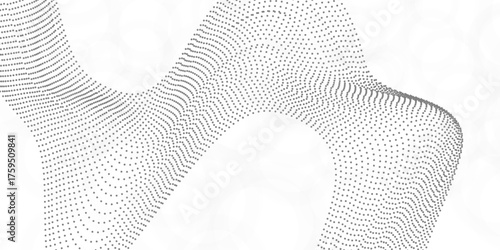 Abstract grey dotted wavy lines. abstract wave background. Flowing dots particles wave pattern halftone gradient curve shape isolated on transparent background..Striped linear pattern .

