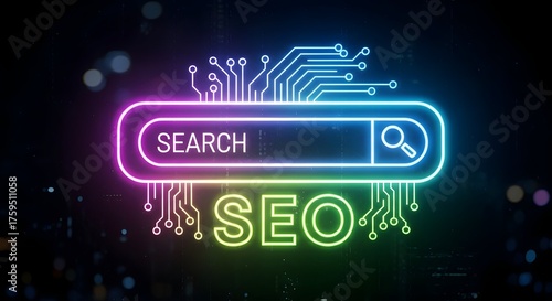 Neon Search Engine Optimization Sign