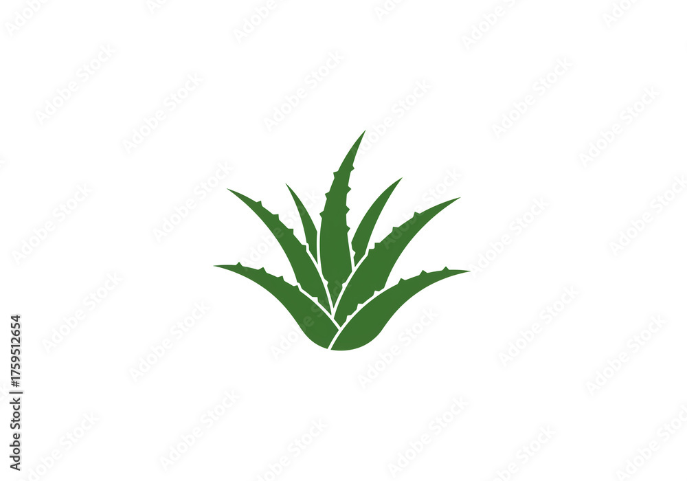 Obraz premium Vibrant green aloe vera plant icon symbolizing natural wellness, skincare, and healing benefits for modern health brands.