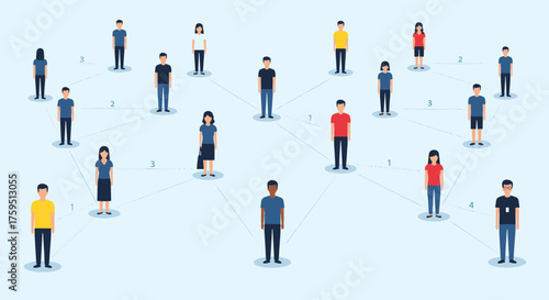 Visual representation of interconnected people showcasing a diverse social network concept.
