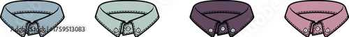 Colorful vector icons of men's collared shirts, showcasing diverse fashion choices and wardrobe options for modern digital design and apparel branding